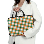 White Orange And Green Plaid Print Laptop Sleeve With Handle