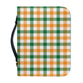 White Orange And Green Plaid Print Leather Bible Cover