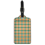White Orange And Green Plaid Print Luggage Tag