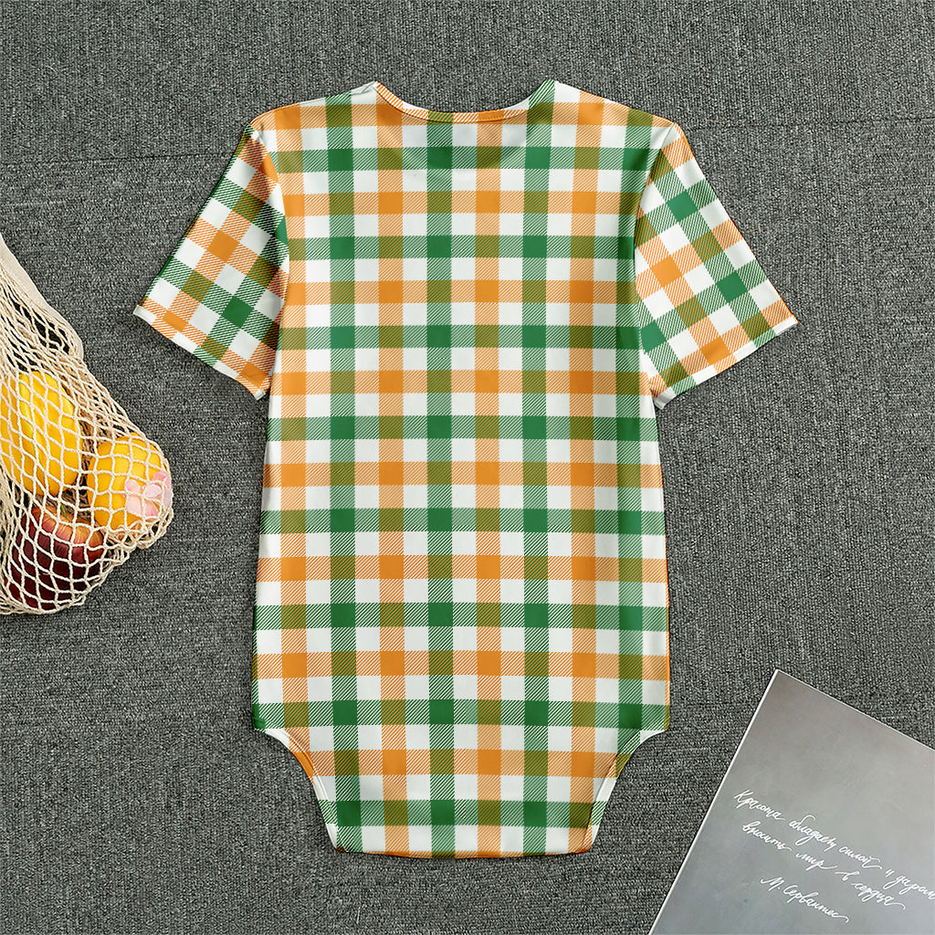 White Orange And Green Plaid Print Men's Bodysuit
