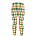 White Orange And Green Plaid Print Men's leggings
