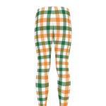 White Orange And Green Plaid Print Men's leggings