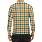 White Orange And Green Plaid Print Men's Long Sleeve Rash Guard