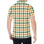 White Orange And Green Plaid Print Men's Shirt
