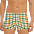 White Orange And Green Plaid Print Men's Short Boxer Briefs