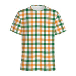 White Orange And Green Plaid Print Men's Sports T-Shirt