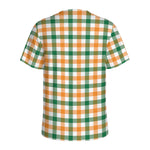 White Orange And Green Plaid Print Men's Sports T-Shirt