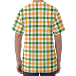 White Orange And Green Plaid Print Men's Velvet T-Shirt