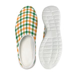 White Orange And Green Plaid Print Mesh Casual Shoes