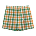 White Orange And Green Plaid Print Mesh Shorts