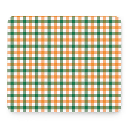 White Orange And Green Plaid Print Mouse Pad