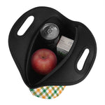 White Orange And Green Plaid Print Neoprene Lunch Bag