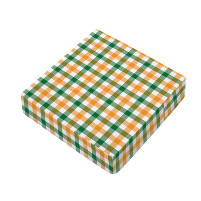 White Orange And Green Plaid Print Outdoor Seat Cushion Cover