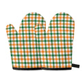 White Orange And Green Plaid Print Oven Mitts