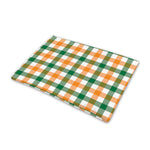 White Orange And Green Plaid Print Pet Cooling Mat Cover