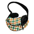 White Orange And Green Plaid Print Pet Sling Carrier