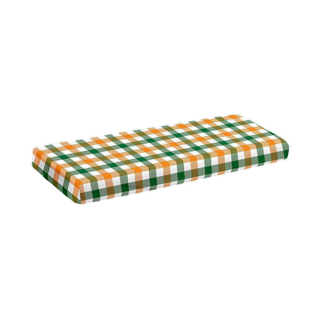 White Orange And Green Plaid Print Piano Keyboard Cover