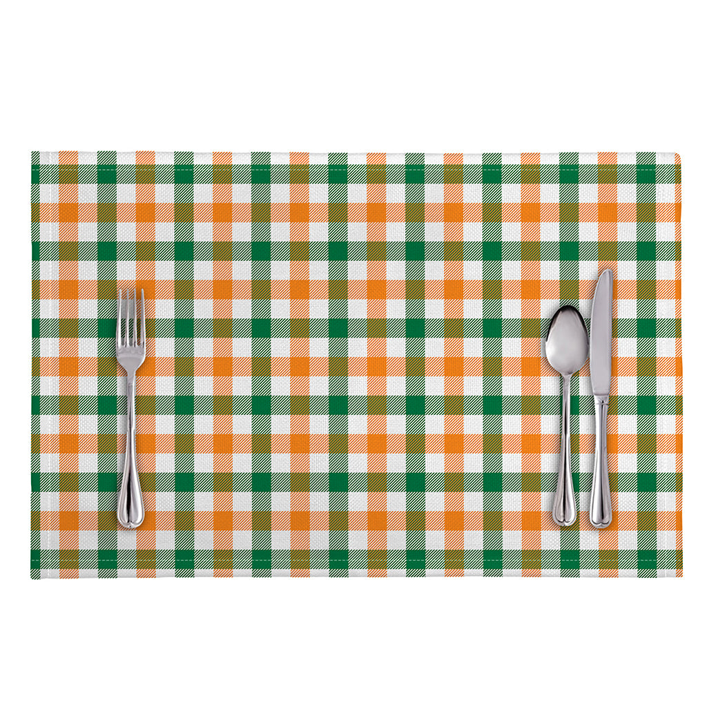 White Orange And Green Plaid Print Placemat