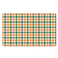 White Orange And Green Plaid Print Polyester Doormat