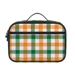 White Orange And Green Plaid Print Portable Lunch Bag