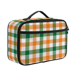 White Orange And Green Plaid Print Portable Lunch Bag