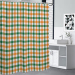 White Orange And Green Plaid Print Premium Shower Curtain