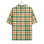 White Orange And Green Plaid Print Rayon Hawaiian Shirt