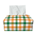 White Orange And Green Plaid Print Rectangle Tissue Box Cover