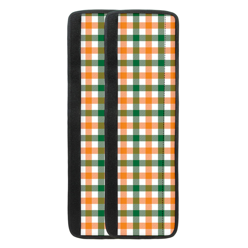 White Orange And Green Plaid Print Refrigerator Handle Covers