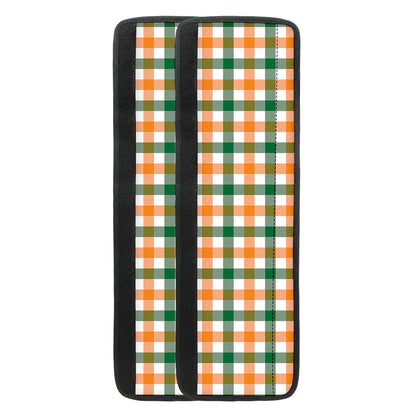 White Orange And Green Plaid Print Refrigerator Handle Covers