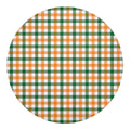 White Orange And Green Plaid Print Round Blanket