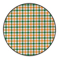 White Orange And Green Plaid Print Round Floor Mat