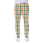 White Orange And Green Plaid Print Scuba Joggers
