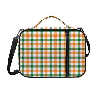 White Orange And Green Plaid Print Shoulder Strap Bible Bag