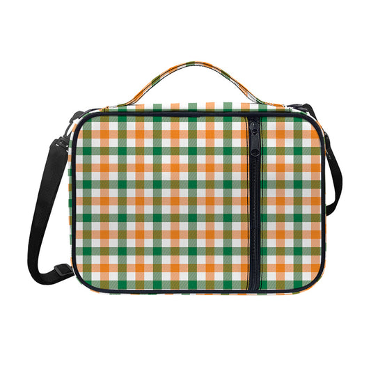 White Orange And Green Plaid Print Shoulder Strap Bible Bag