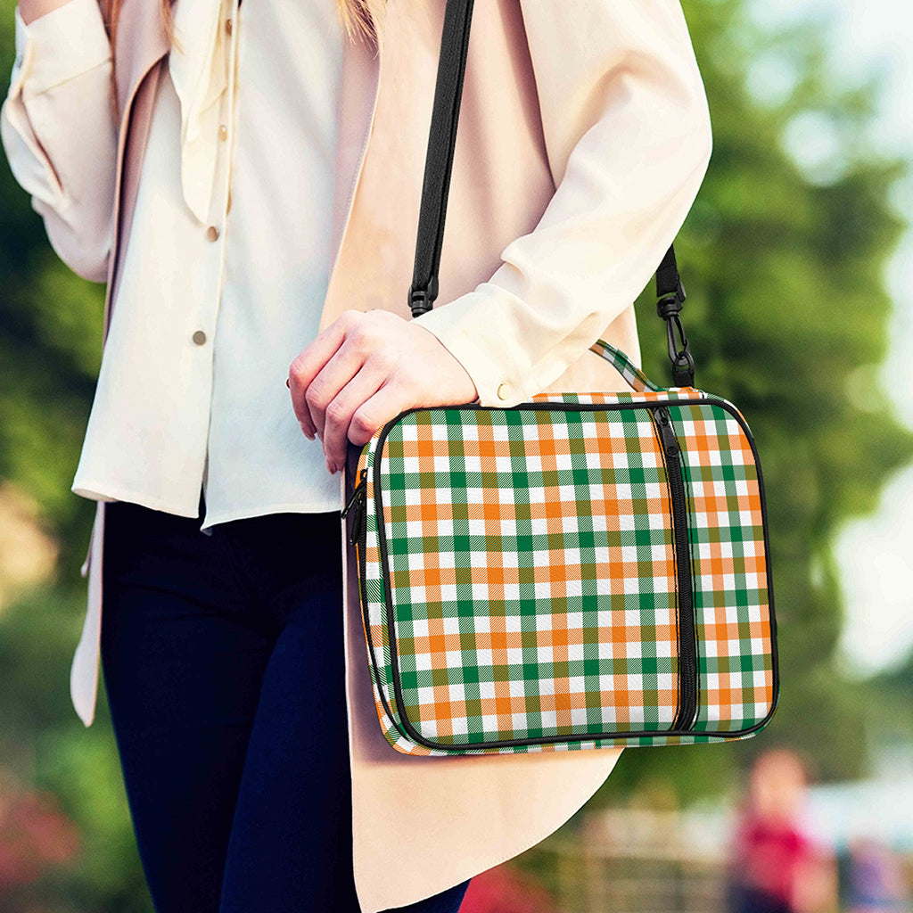 White Orange And Green Plaid Print Shoulder Strap Bible Bag