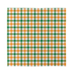 White Orange And Green Plaid Print Silk Bandana