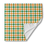 White Orange And Green Plaid Print Silk Bandana