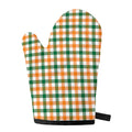 White Orange And Green Plaid Print Single Oven Mitt