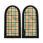 White Orange And Green Plaid Print Skillet Handle Cover