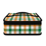 White Orange And Green Plaid Print Small Lunch Bag