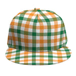 White Orange And Green Plaid Print Snapback Cap