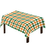 White Orange And Green Plaid Print Tablecloth