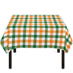 White Orange And Green Plaid Print Tablecloth