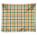 White Orange And Green Plaid Print Tapestry