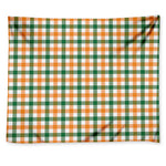 White Orange And Green Plaid Print Tapestry