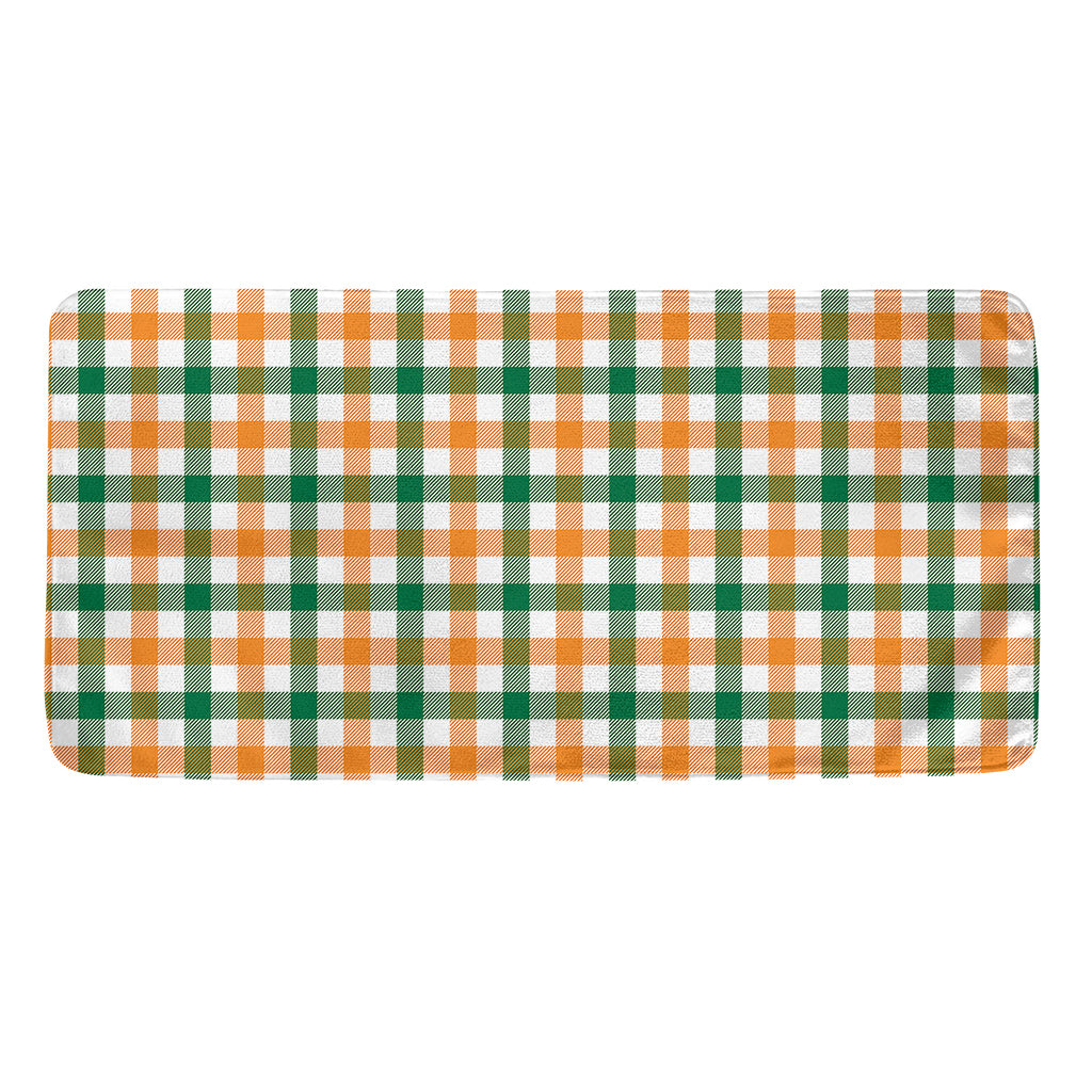 White Orange And Green Plaid Print Towel