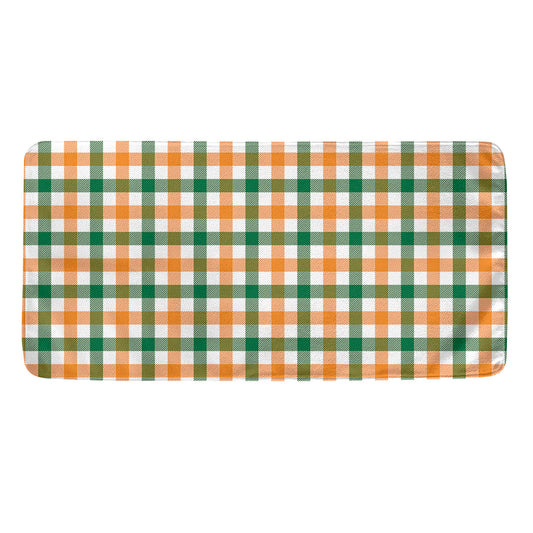 White Orange And Green Plaid Print Towel