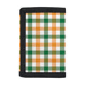 White Orange And Green Plaid Print Trifold Wallet