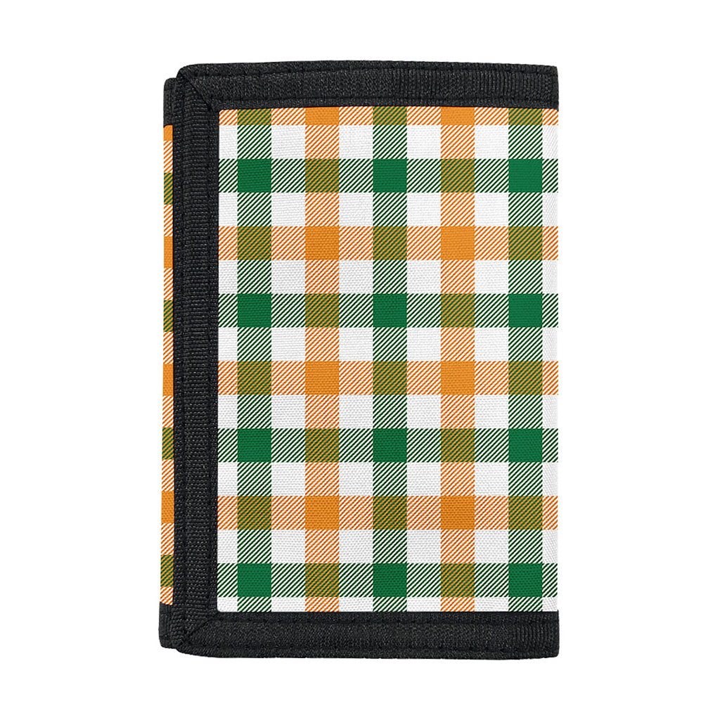 White Orange And Green Plaid Print Trifold Wallet